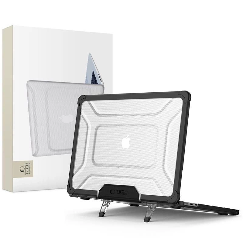 Tech-Protect SmartShell Pro case for MacBook Air 13" 2023-2025 M2 / M3 / M4 - transparent and blackeng