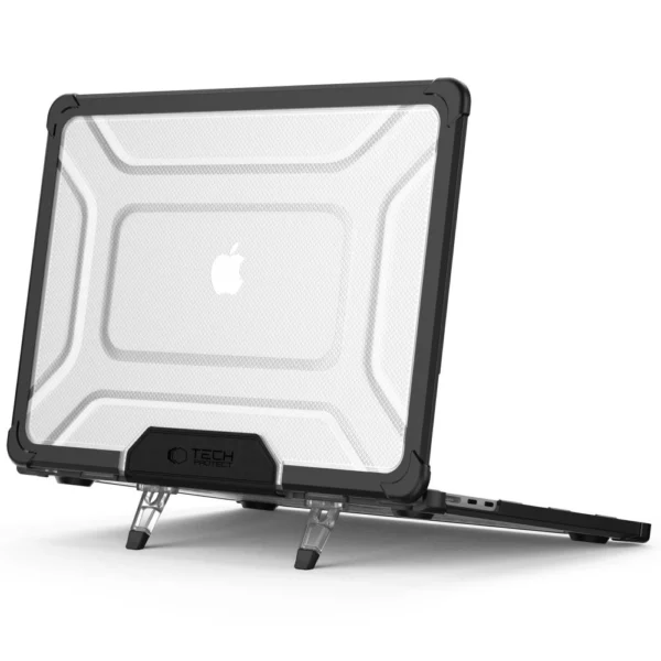 Tech-Protect SmartShell Pro case for MacBook Air 13" 2023-2025 M2 / M3 / M4 - transparent and blackeng