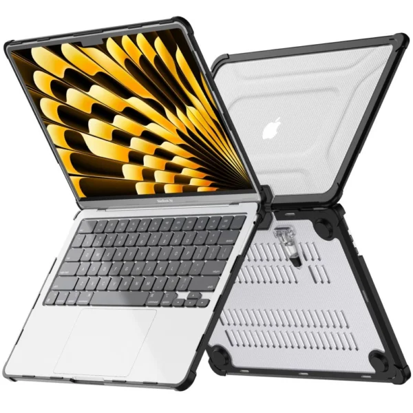 Tech-Protect SmartShell Pro case for MacBook Air 13" 2023-2025 M2 / M3 / M4 - transparent and blackeng