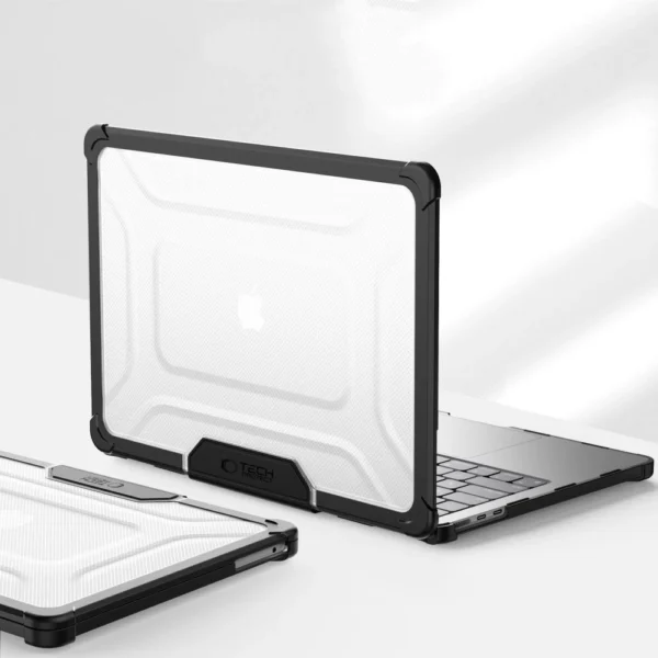 Tech-Protect SmartShell Pro case for MacBook Air 13" 2023-2025 M2 / M3 / M4 - transparent and blackeng