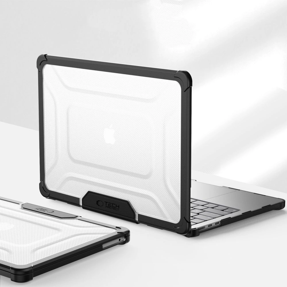 Tech-Protect SmartShell Pro case for MacBook Air 13" 2023-2025 M2 / M3 / M4 - transparent and blackeng