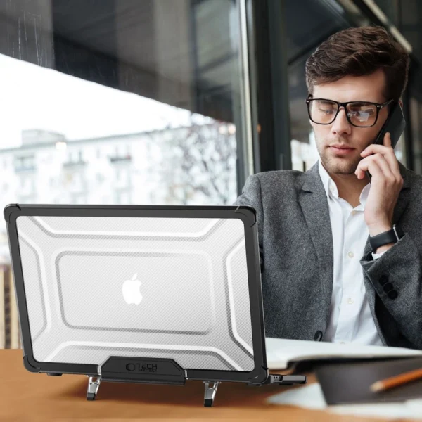 Tech-Protect SmartShell Pro case for MacBook Air 13" 2023-2025 M2 / M3 / M4 - transparent and blackeng