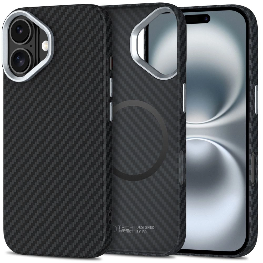 Tech-Protect Ion Carbon MagSafe iPhone 16 Case - Black/Greyeng