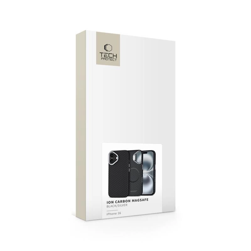 Tech-Protect Ion Carbon MagSafe iPhone 16 Case - Black/Greyeng