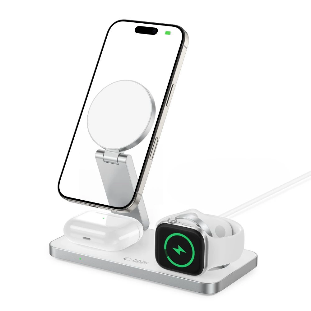 Tech-Protect QI15W-A47 MagSafe 3in1 Inductive Charger + USB-C Cable - Whiteeng