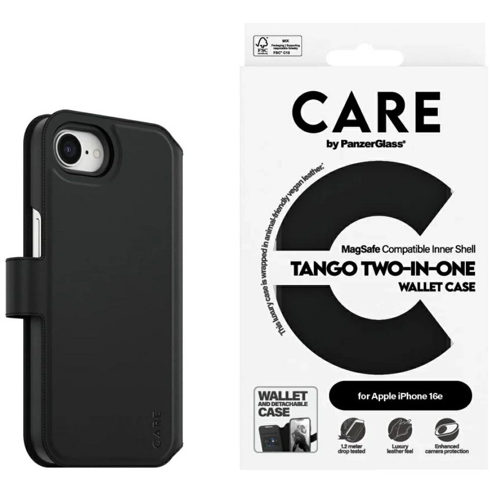 CARE by PanzerGlass Feature Tango 2in1 Wallet Case for iPhone 16e - Blackeng