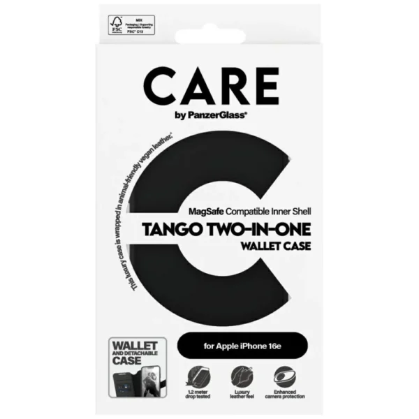CARE by PanzerGlass Feature Tango 2in1 Wallet Case for iPhone 16e - Blackeng