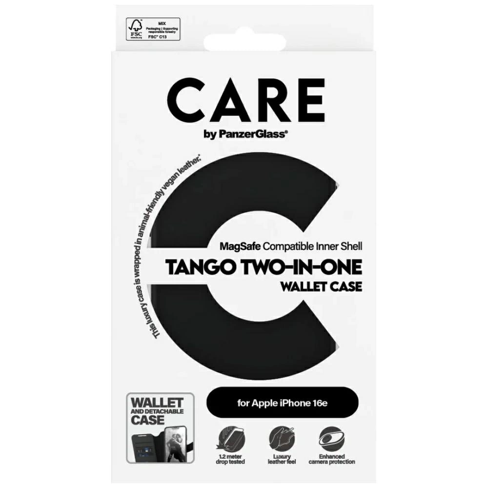 CARE by PanzerGlass Feature Tango 2in1 Wallet Case for iPhone 16e - Blackeng