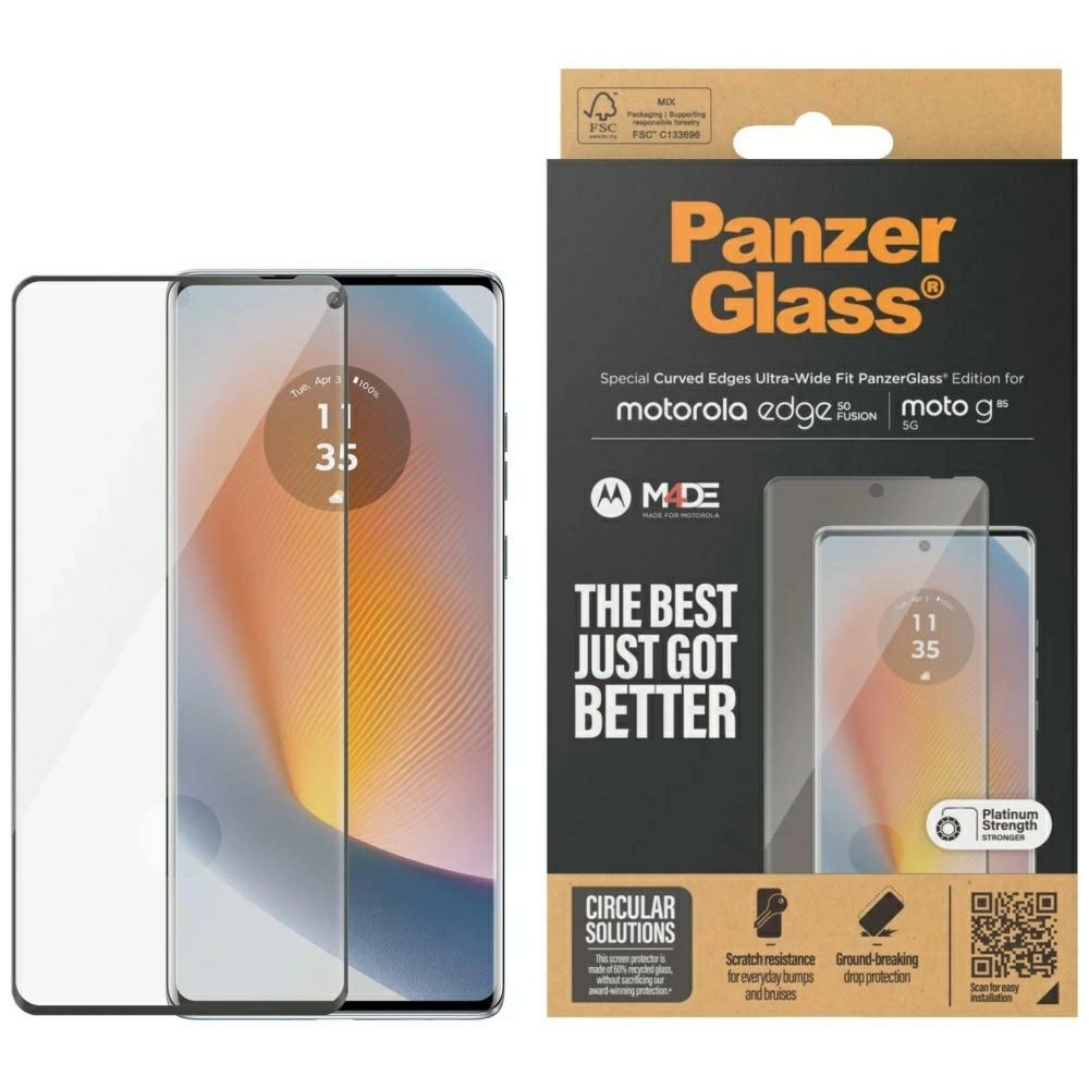 192736_1 PanzerGlass Ultra-Wide Fit Tempered Glass for Motorola Edge 50 Fusion / Moto G85eng