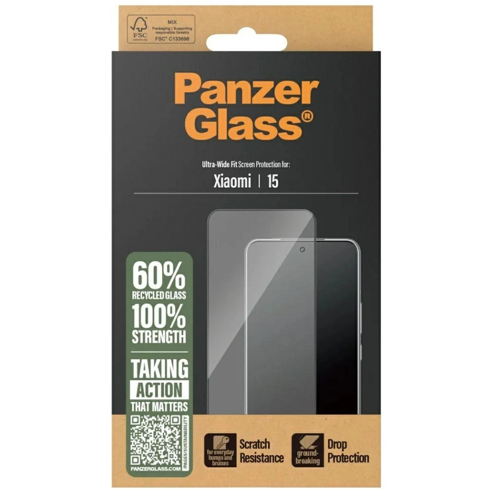192739_4 PanzerGlass Ultra-Wide Fit tempered glass w. Black Frame for Xiaomi 15eng