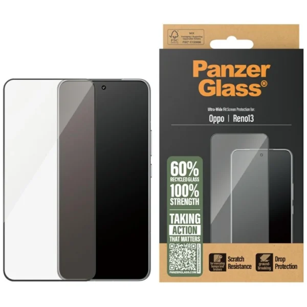 PanzerGlass Ultra-Wide Fit Tempered Glass w. Black Frame for Oppo Reno13eng