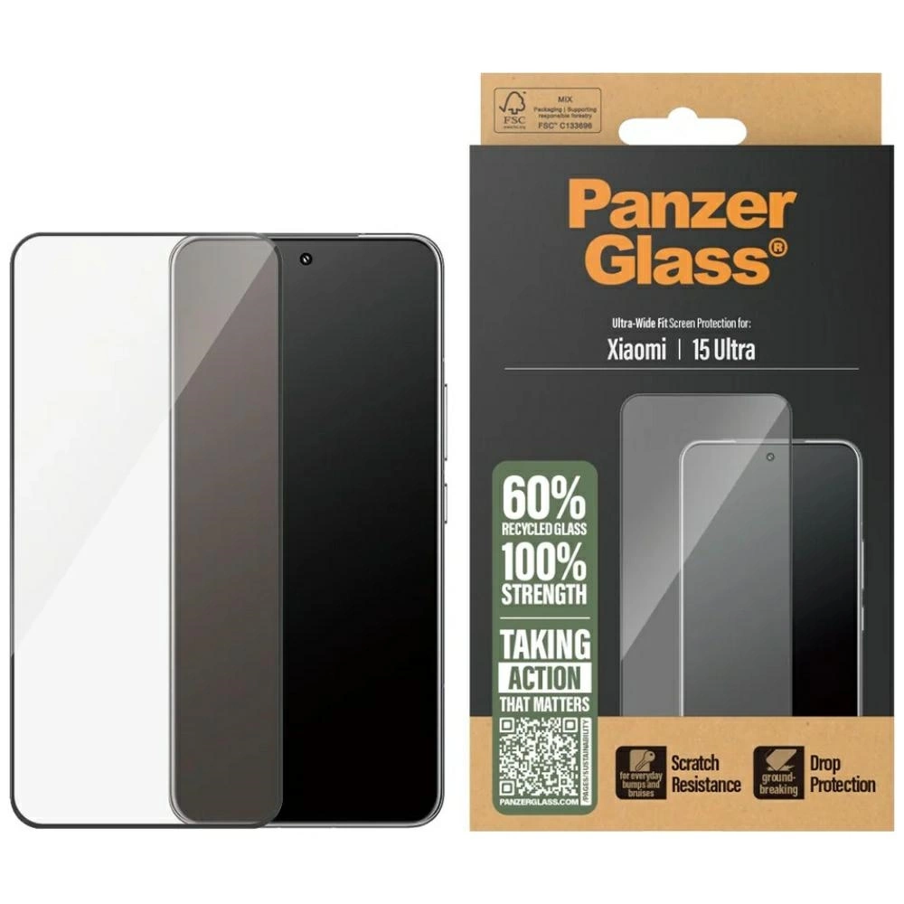 192744_1 PanzerGlass Ultra-Wide Fit Tempered Glass w. Black Frame for Xiaomi 15 Ultraeng