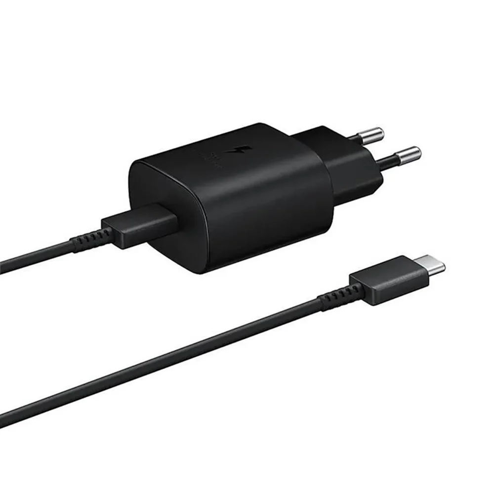 Samsung 25W EP-TA800EBE USB-C Wall Charger with Samsung EP-DA705BBE USB-C / USB-C Cable Replacement Pack - Blackeng
