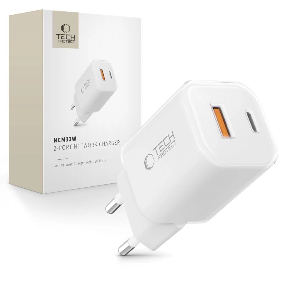 Tech-Protect NCM33W 2-port PD33W/QC3.0 wall charger - whiteeng