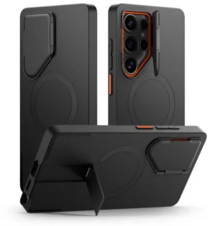 Tech-Protect Kevlar Aura MagSafe Case for Samsung Galaxy S25 Ultra - Black/Orangeeng