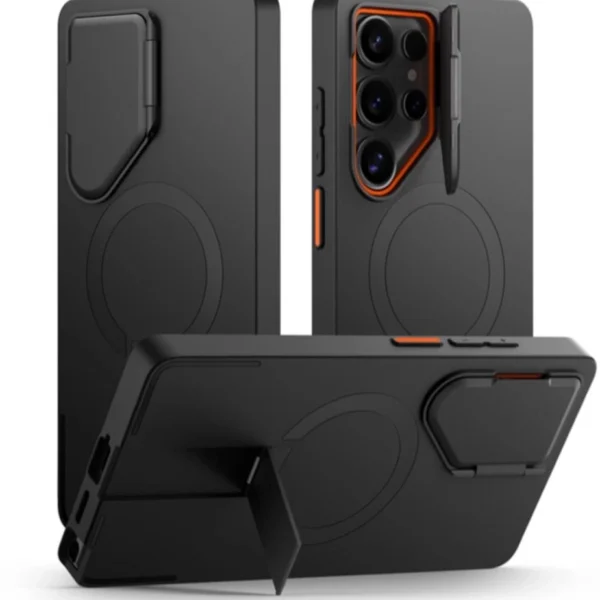 Tech-Protect Kevlar Aura MagSafe Case for Samsung Galaxy S25 Ultra - Black/Orangeeng