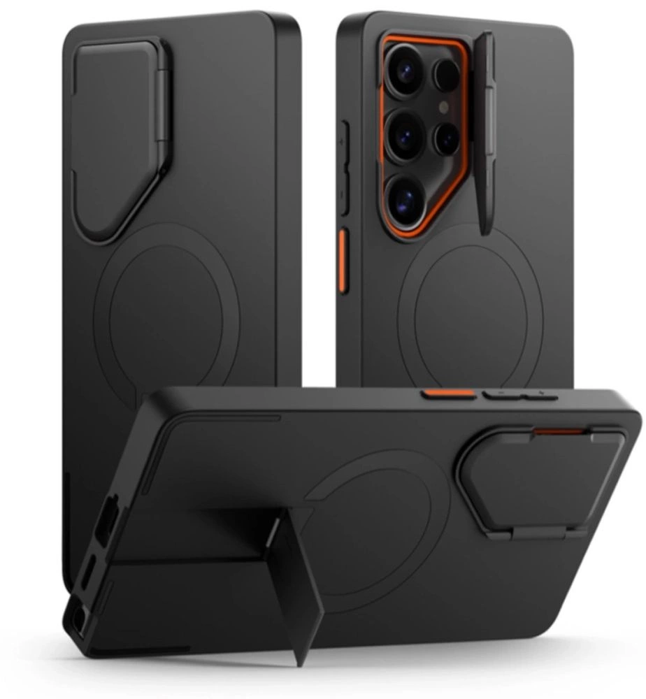 Tech-Protect Kevlar Aura MagSafe Case for Samsung Galaxy S25 Ultra - Black/Orangeeng