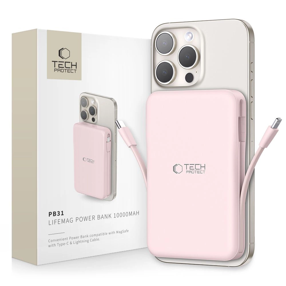 Powerbank Tech-Protect PB31 LifeMag MagSafe 10000 mAh - pinkeng