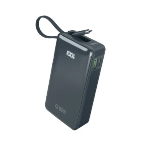 Powerbank SBS 10000 mAh 20W with built-in USB-C cable and digital display - dark grayeng