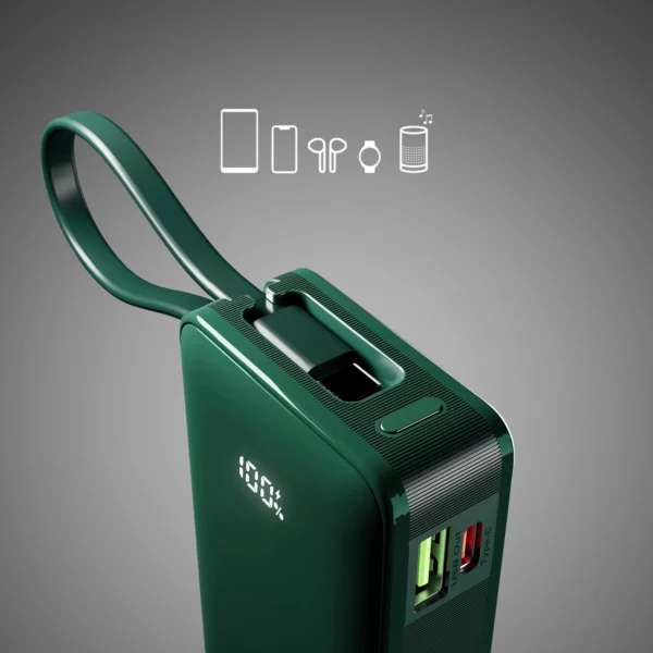 Powerbank SBS 10000 mAh 20W with built-in USB-C cable and digital display - greeneng