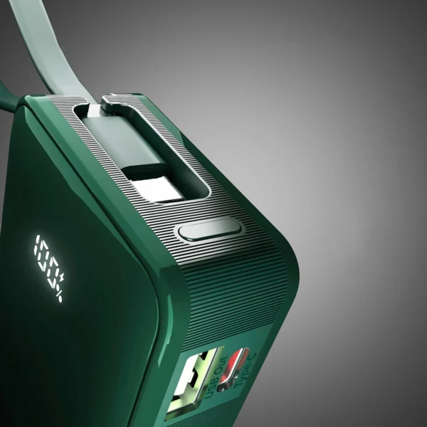 Powerbank SBS 10000 mAh 20W with built-in USB-C cable and digital display - greeneng