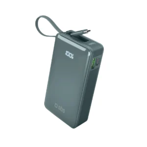 Powerbank SBS 10000 mAh 20W with built-in USB-C cable and digital display - grayeng