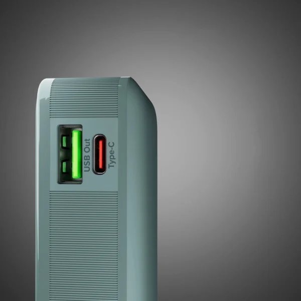 Powerbank SBS 10000 mAh 20W with built-in USB-C cable and digital display - grayeng