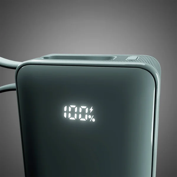 Powerbank SBS 10000 mAh 20W with built-in USB-C cable and digital display - grayeng