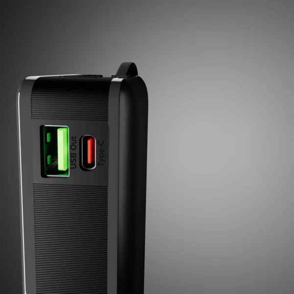 Powerbank SBS 20000 mAh 20W with built-in USB-C cable and digital display - blackeng