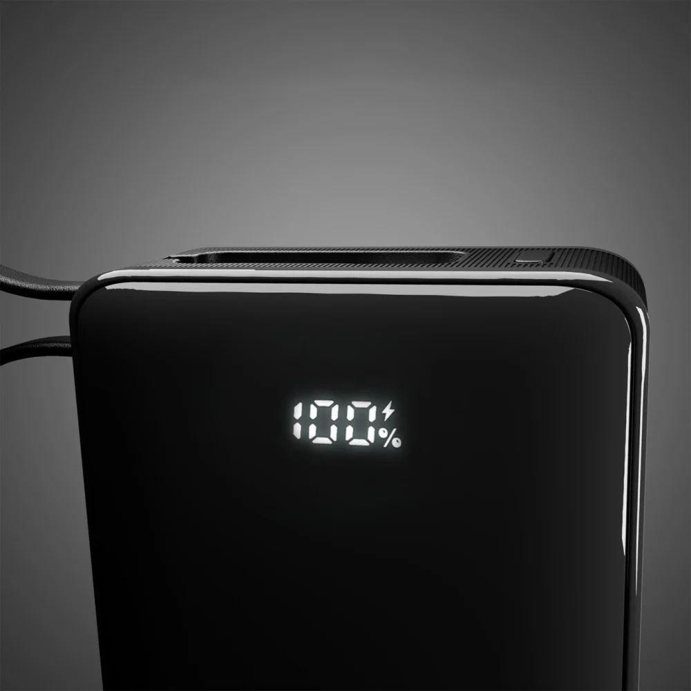 Powerbank SBS 20000 mAh 20W with built-in USB-C cable and digital display - blackeng