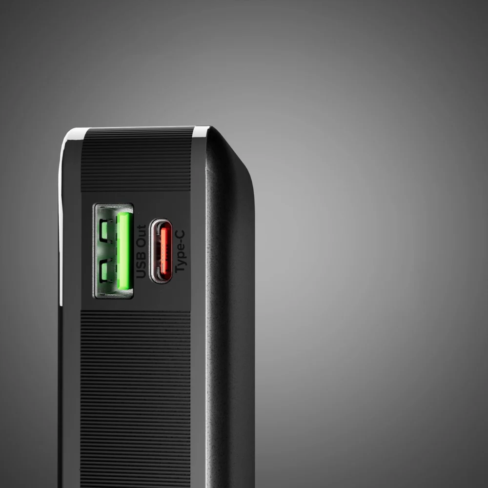 Powerbank SBS 10000 mAh 20W with built-in USB-C cable and digital display - blackeng