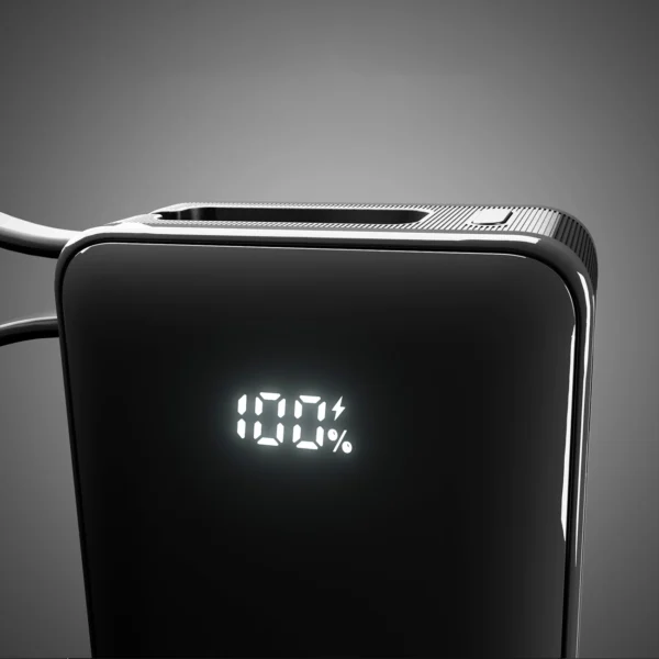 Powerbank SBS 10000 mAh 20W with built-in USB-C cable and digital display - blackeng