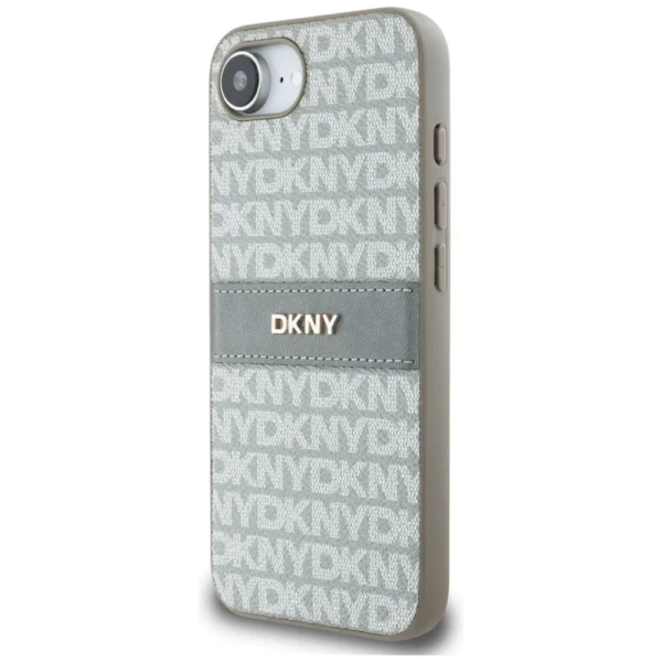 DKNY Repeat Texture Pattern with Tonal Stripe iPhone 16e Case - Beigeeng