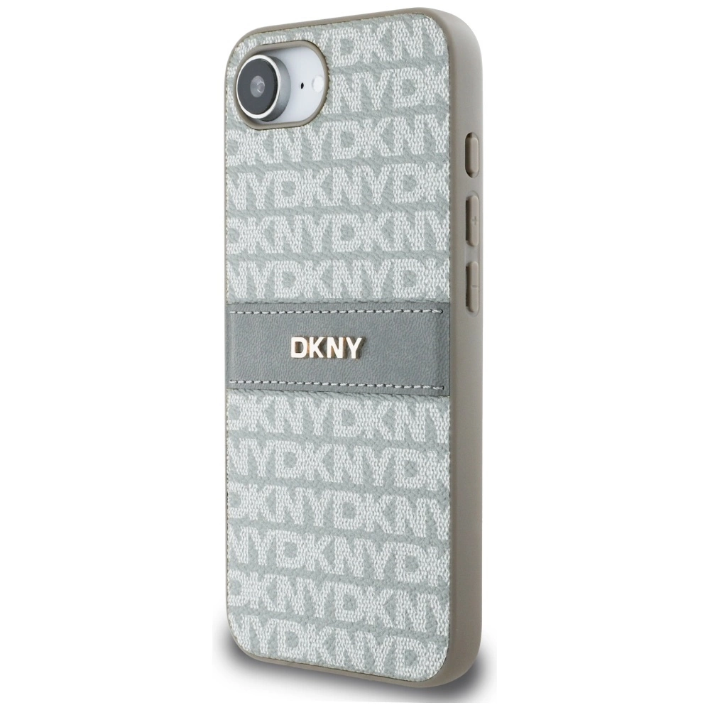 DKNY Repeat Texture Pattern with Tonal Stripe iPhone 16e Case - Beigeeng