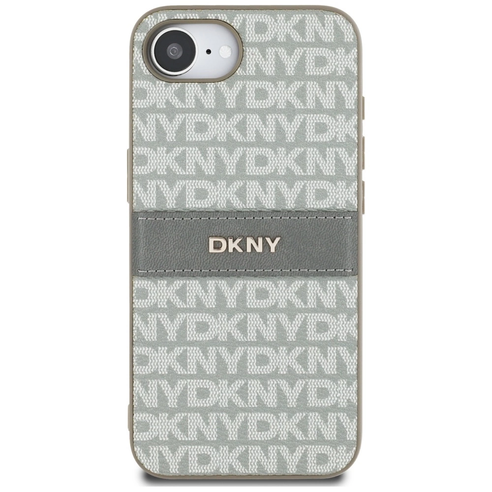 DKNY Repeat Texture Pattern with Tonal Stripe iPhone 16e Case - Beigeeng