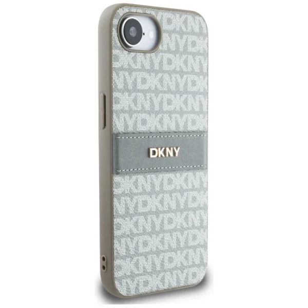 DKNY Repeat Texture Pattern with Tonal Stripe iPhone 16e Case - Beigeeng