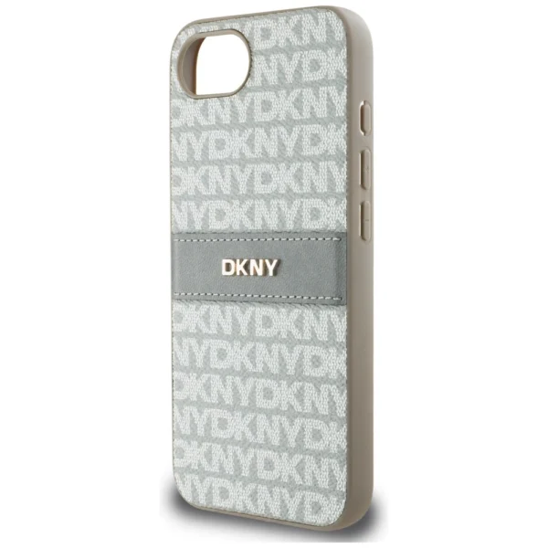 DKNY Repeat Texture Pattern with Tonal Stripe iPhone 16e Case - Beigeeng