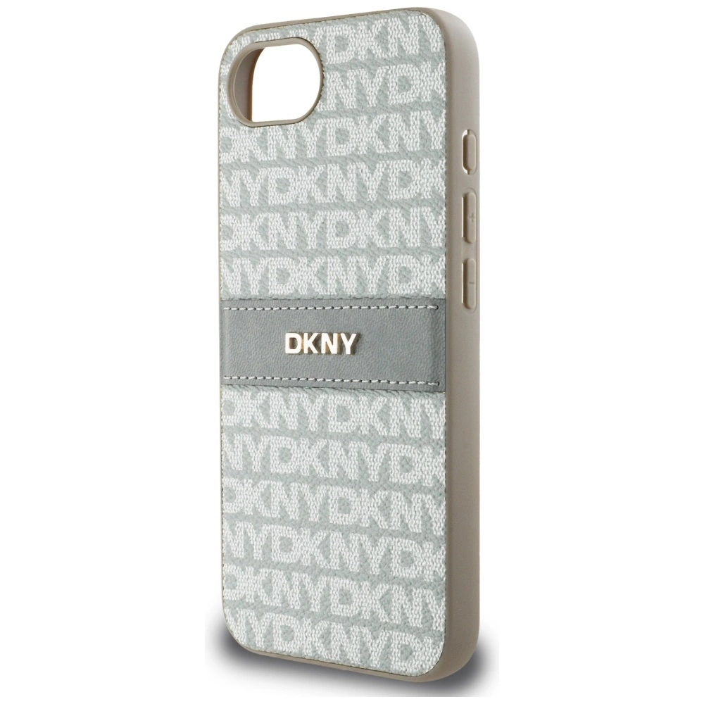 DKNY Repeat Texture Pattern with Tonal Stripe iPhone 16e Case - Beigeeng