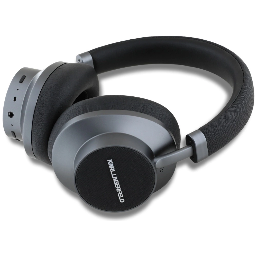 Karl Lagerfeld Saffiano Elongated Bluetooth ANC On-Ear Headphones - Blackeng