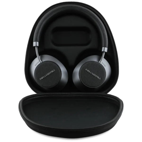 Karl Lagerfeld Saffiano Elongated Bluetooth ANC On-Ear Headphones - Blackeng