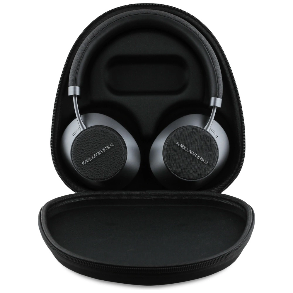 Karl Lagerfeld Saffiano Elongated Bluetooth ANC On-Ear Headphones - Blackeng