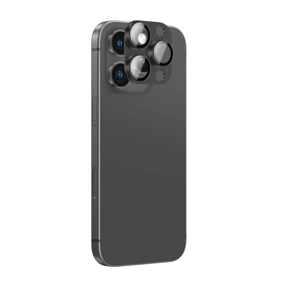 AmazingThing Aviation-Grade Alloy Tempered Glass Lens for iPhone 16 Pro / 16 Pro Max Camera Lens - Blackeng