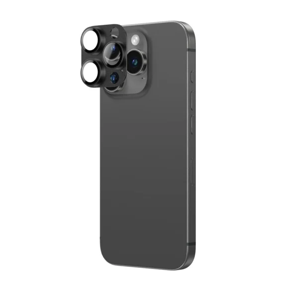 AmazingThing Aviation-Grade Alloy Tempered Glass Lens for iPhone 16 Pro / 16 Pro Max Camera Lens - Blackeng