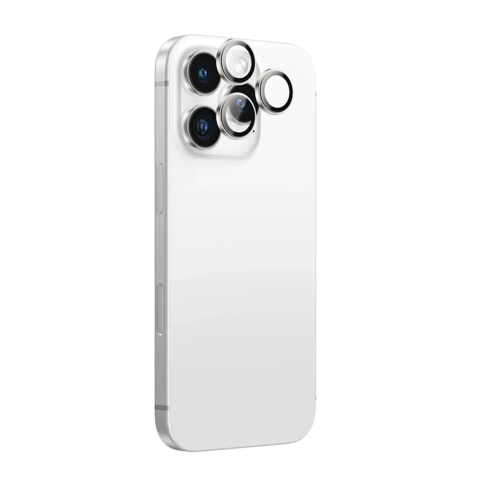 AmazingThing AR Aluminum 3 Lens Glass with Camera Lens Frame for iPhone 16 Pro / 16 Pro Max - Silvereng