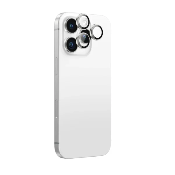 AmazingThing AR Aluminum 3 Lens Glass with Camera Lens Frame for iPhone 16 Pro / 16 Pro Max - Silvereng