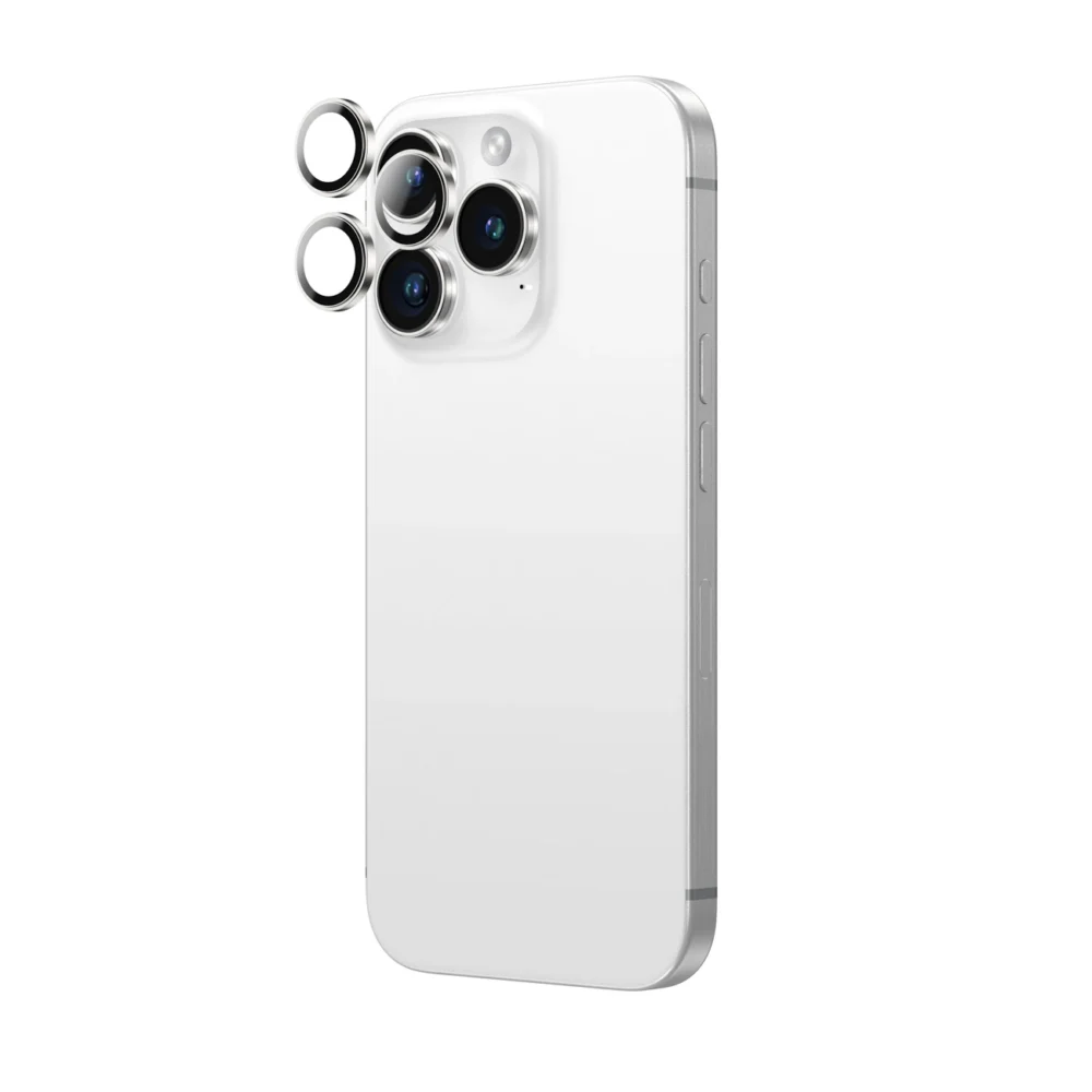 AmazingThing AR Aluminum 3 Lens Glass with Camera Lens Frame for iPhone 16 Pro / 16 Pro Max - Silvereng
