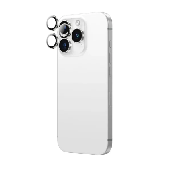 AmazingThing AR Aluminum 3 Lens Glass with Camera Lens Frame for iPhone 16 Pro / 16 Pro Max - Silvereng