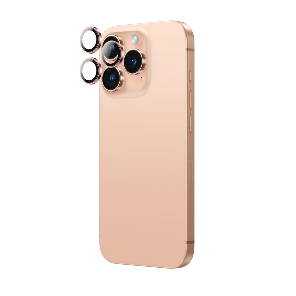 AmazingThing AR Aluminum 3 Lens Glass with Camera Lens Frame for iPhone 16 Pro / 16 Pro Max - Rose Goldeng