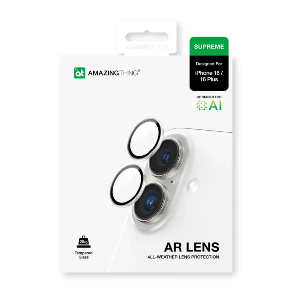 AmazingThing AR 2 Lens Glass Full Clear Tempered Glass for iPhone 16 / 16 Plus - Transparenteng
