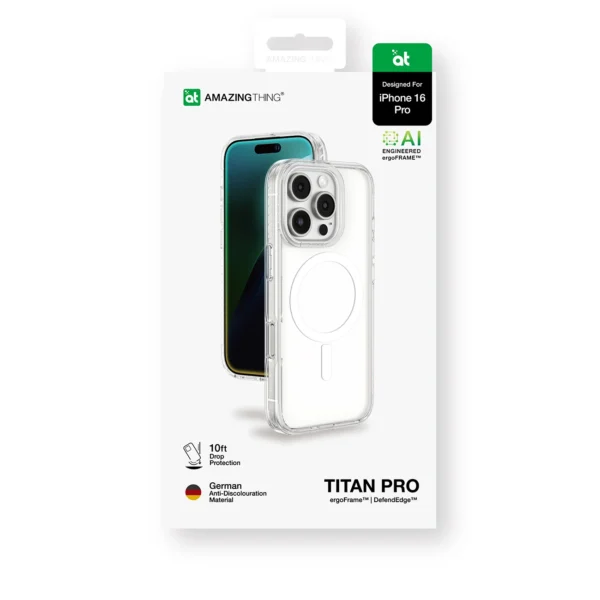 AmazingThing Titan Pro Mag Case with Magnetic Ring for iPhone 16 Pro - Transparenteng